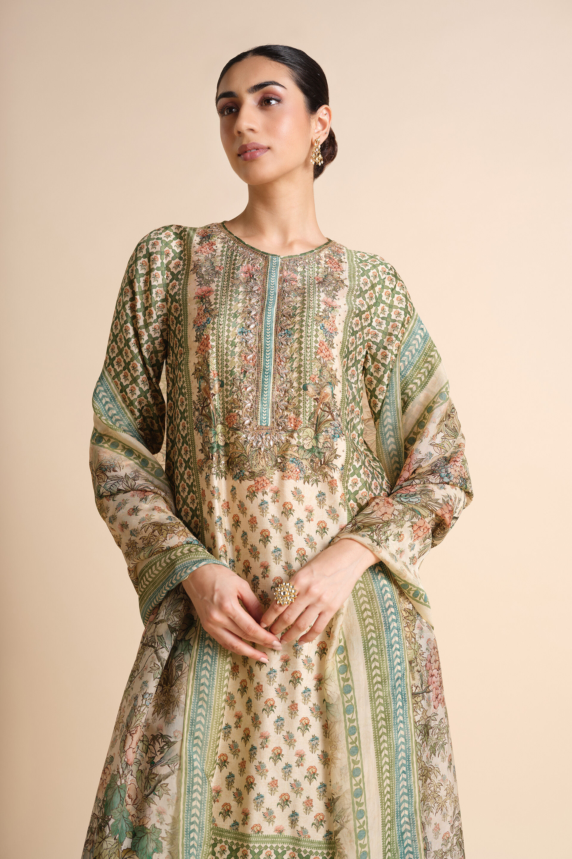 Moira Silk Suit Set - Ivory, Ivory, image 4